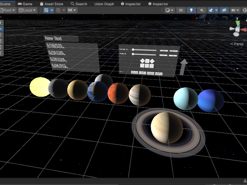 Udon Space Program planets pictured in a neat row.